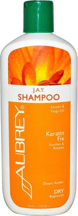 J.A.Y. Shampoo, Keratin Fix, Dry/Replenish, 11 fl oz (325 ml) by Aubrey Organics-Bad, Skönhet, Hår, Hårbotten, Schampo