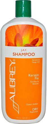J.A.Y. Shampoo, Keratin Fix, Dry/Replenish, 16 fl oz (473 ml) by Aubrey Organics-Bad, Skönhet, Schampo, Hår, Hårbotten, Balsam