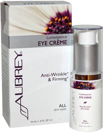 Lumessence Eye Cream, All Skin Types.5 fl oz (15 ml) by Aubrey Organics-Skönhet, Ansiktsvård, Krämer Lotioner, Serum, Ögon Krämer