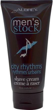 Mens Stock, Shave Cream, City Rhythms, 6 fl oz (177 ml) by Aubrey Organics-Bad, Skönhet, Barberkräm