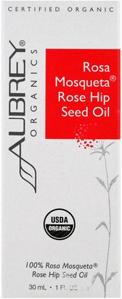Organic Rosa Mosqueta Rose Hip Seed Oil, 1 fl oz (30 ml) by Aubrey Organics-Skönhet, Ansiktsvård, Krämer Lotioner, Serum