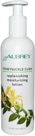 Replenishing Moisturizing Lotion, Honeysuckle-CoQ10, 8 fl oz (237 ml) by Aubrey Organics-Hälsa, Hud, Kroppslotion