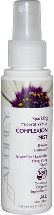 Sparkling Mineral Water Complexion Mist, Grapefruit/Lavender Ylang Ylang Scent, 3.4 fl oz (100 ml) by Aubrey Organics-Skönhet, Ansikts Toner, Hud