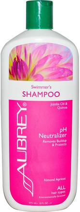 Swimmers Shampoo, pH Neutralizer, All Hair Types, 16 fl oz (473 ml) by Aubrey Organics-Bad, Skönhet, Hår, Hårbotten, Schampo