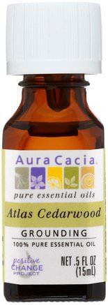 100% Pure Essential Oil, Atlas Cedarwood.5 fl oz (15 ml) by Aura Cacia-Bad, Skönhet, Aromaterapi Eteriska Oljor, Cederträolja