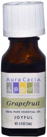 100% Pure Essential Oil, Grapefruit, 0.5 fl oz (15 ml) by Aura Cacia-Bad, Skönhet, Aromaterapi Eteriska Oljor, Grapefruktolja