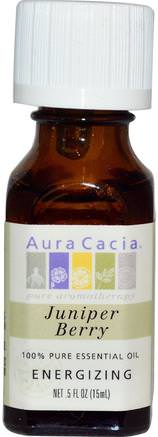 100% Pure Essential Oil, Juniper Berry.5 fl oz (15 ml) by Aura Cacia-Bad, Skönhet, Aromterapi Eteriska Oljor, Enbär Olja