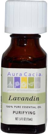 100% Pure Essential Oil, Lavandin.5 fl oz (15 ml) by Aura Cacia-Bad, Skönhet, Aromterapi Eteriska Oljor, Lavendel Olja