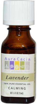 100% Pure Essential Oil, Lavender.5 fl oz (15 ml) by Aura Cacia-Bad, Skönhet, Aromterapi Eteriska Oljor, Lavendel Olja