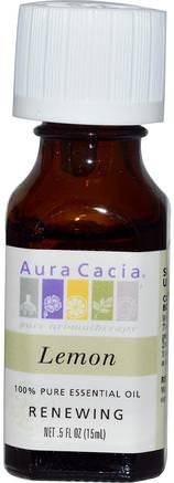 100% Pure Essential Oil, Lemon.5 fl oz (15 ml) by Aura Cacia-Bad, Skönhet, Aromterapi Eteriska Oljor, Citronolja