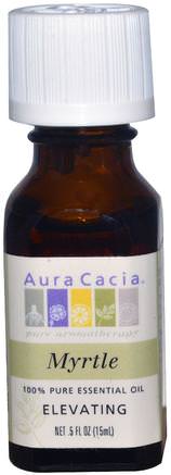 100% Pure Essential Oil, Myrtle, Elevating.5 fl oz (15 ml) by Aura Cacia-Bad, Skönhet, Aromaterapi Eteriska Oljor