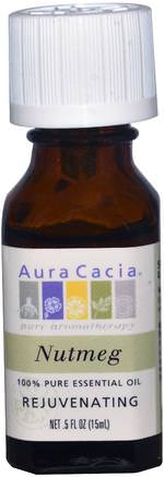 100% Pure Essential Oil, Nutmeg.5 fl oz (15 ml) by Aura Cacia-Bad, Skönhet, Aromaterapi Eteriska Oljor, Muskotnötolja