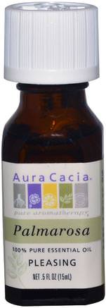 100% Pure Essential Oil, Palmarosa.5 fl oz (15 ml) by Aura Cacia-Bad, Skönhet, Aromaterapi Eteriska Oljor, Palmarosaolja