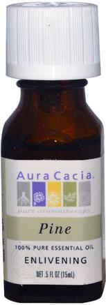 100% Pure Essential Oil, Pine, Enlivening.5 fl oz (15 ml) by Aura Cacia-Bad, Skönhet, Aromaterapi Eteriska Oljor