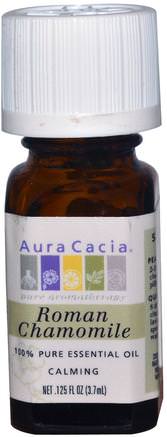 100% Pure Essential Oil, Roman Chamomile, 0.125 fl oz (3.7 ml) by Aura Cacia-Bad, Skönhet, Aromaterapi Eteriska Oljor, Kamilleolja