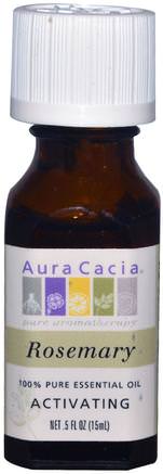 100% Pure Essential Oil, Rosemary.5 fl oz (15 ml) by Aura Cacia-Bad, Skönhet, Aromaterapi Eteriska Oljor, Rosmarinolja