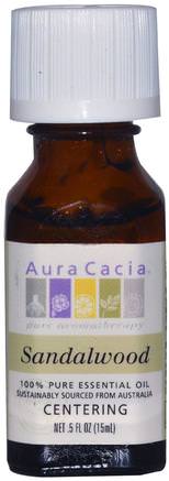 100% Pure Essential Oil, Sandalwood.5 fl oz (15 ml) by Aura Cacia-Bad, Skönhet, Aromterapi Eteriska Oljor, Sandelträolja