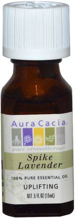 100% Pure Essential Oil, Spike Lavender.5 fl oz (15 ml) by Aura Cacia-Bad, Skönhet, Aromterapi Eteriska Oljor, Lavendel Olja