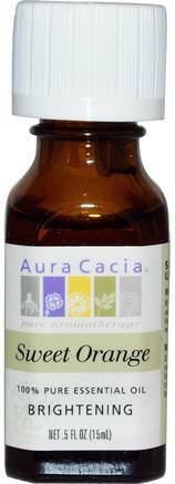 100% Pure Essential Oil, Sweet Orange.5 fl oz (15 ml) by Aura Cacia-Bad, Skönhet, Aromaterapi Eteriska Oljor, Apelsinolja