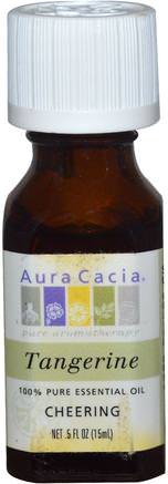 100% Pure Essential Oil, Tangerine, Cheering.5 fl oz (15 ml) by Aura Cacia-Bad, Skönhet, Aromaterapi Eteriska Oljor, Mandarinolja