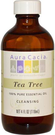 100% Pure Essential Oil, Tea Tree, 4 fl oz (118 ml) by Aura Cacia-Bad, Skönhet, Aromterapi Eteriska Oljor, Tea Tree Olja