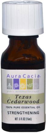 100% Pure Essential Oil, Texas Cedarwood.5 fl oz (15 ml) by Aura Cacia-Bad, Skönhet, Aromaterapi Eteriska Oljor, Cederträolja