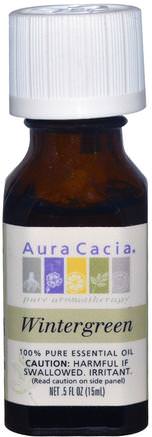 100% Pure Essential Oil, Wintergreen.5 fl oz (15 ml) by Aura Cacia-Bad, Skönhet, Aromaterapi Eteriska Oljor, Vintergrön Olja