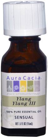 100% Pure Essential Oil, Ylang Ylang III, Sensual.5 fl oz (15 ml) by Aura Cacia-Bad, Skönhet, Aromaterapi Eteriska Oljor, Ylang Ylang Olja