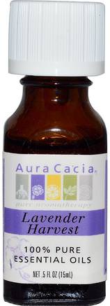 100% Pure Essential Oils, Lavender Harvest, 0.5 fl oz (15 ml) by Aura Cacia-Bad, Skönhet, Aromterapi Eteriska Oljor, Lavendel Olja