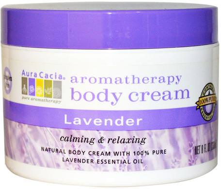 Aromatherapy Body Cream, Lavender, 8 fl oz (236 ml) by Aura Cacia-Bad, Skönhet, Body Lotion, Kroppsvård