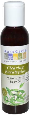 Aromatherapy Body Oil, Clearing Eucalyptus, 4 fl oz (118 ml) by Aura Cacia-Hälsa, Hud, Massageolja
