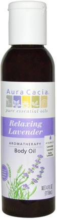 Aromatherapy Body Oil, Relaxing Lavender, 4 fl oz (118 ml) by Aura Cacia-Hälsa, Hud, Massageolja