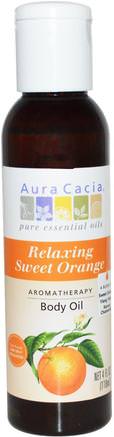 Aromatherapy Body Oil, Relaxing Sweet Orange, 4 fl oz (118 ml) by Aura Cacia-Hälsa, Hud, Massage Olja, Kroppsvård Oljor