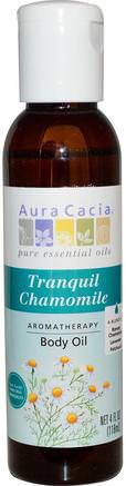 Aromatherapy Body Oil, Tranquil Chamomile, 4 fl oz (118 ml) by Aura Cacia-Hälsa, Hud, Massageolja