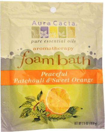 Aromatherapy Foam Bath, Peaceful Patchouli & Sweet Orange, 2.5 oz (70.9 g) by Aura Cacia-Bad, Skönhet, Badsalter