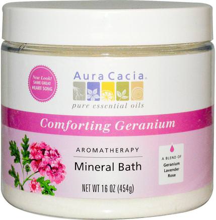 Aromatherapy Mineral Bath, Comforting Geranium, 16 oz (454 g) by Aura Cacia-Bad, Skönhet, Badsalter
