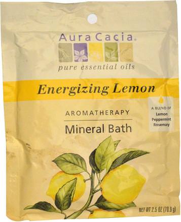 Aromatherapy Mineral Bath, Energizing Lemon, 2.5 oz (70.9 g) by Aura Cacia-Bad, Skönhet, Badsalter