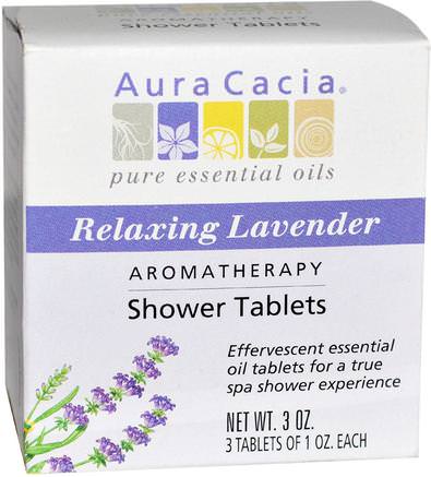 Aromatherapy Shower Tablets, Relaxing Lavender, 3 Tablets, 1 oz Each by Aura Cacia-Bad, Skönhet, Badsalter