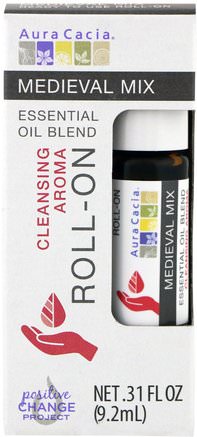 Essential Oil Blend, Cleansing Aroma Roll-On, Medieval Mix.31 fl oz (9.2 ml) by Aura Cacia-Hälsa, Hud, Massageolja