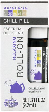 Essential Oil Blend, Relaxing Roll-On, Chill Pill.31 fl oz (9.2 ml) by Aura Cacia-Hälsa, Hud, Massageolja