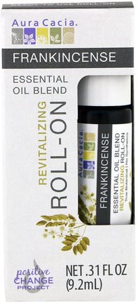 Essential Oil Blend, Revitalizing Roll-On, Frankincense.31 fl oz (9.2 ml) by Aura Cacia-Hälsa, Hud, Massageolja
