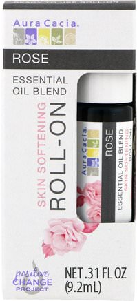 Essential Oil Blend, Skin Softening Roll-On, Rose.31 fl oz (9.2 ml) by Aura Cacia-Hälsa, Hud, Massageolja