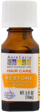 Hair Care, Essential Oil Blend, Restore.5 fl oz (15 ml) by Aura Cacia-Bad, Skönhet, Hår, Hårbotten, Aromaterapi Eteriska Oljor