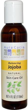 Natural Skin Care Oil, Balancing Jojoba, 4 fl oz (118 ml) by Aura Cacia-Hälsa, Hud, Jojobaolja, Massageolja