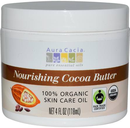 Nourishing Cocoa Butter, 4 fl oz (118 ml) by Aura Cacia-Bad, Skönhet, Kroppslotion, Hud, Kakaosmör