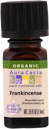 Organic 100% Pure Essential Oil, Frankincense.25 fl oz (7.4 ml) by Aura Cacia-Hälsa, Hud, Massageolja