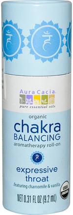 Organic Chakra Balancing Aromatherapy Roll-On, Expressive Throat, 0.31 fl oz (9.2 ml) by Aura Cacia-Bad, Skönhet, Doftsprayer