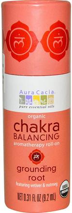 Organic Chakra Balancing Aromatherapy Roll-On, Grounding Root, 0.31 fl oz (9.2 ml) by Aura Cacia-Bad, Skönhet, Doftsprayer