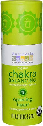 Organic Chakra Balancing Aromatherapy Roll-On, Opening Heart, 0.31 fl oz (9.2 ml) by Aura Cacia-Bad, Skönhet, Doftsprayer