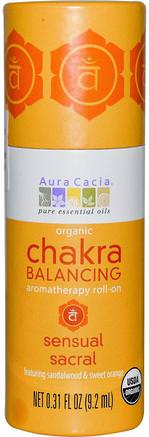 Organic Chakra Balancing Aromatherapy Roll-On, Sensual Sacral, 0.31 fl oz (9.2 ml) by Aura Cacia-Bad, Skönhet, Doftsprayer